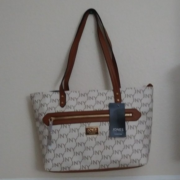 Jones NY Clara Signature Logo Tote White - Picture 9 of 10